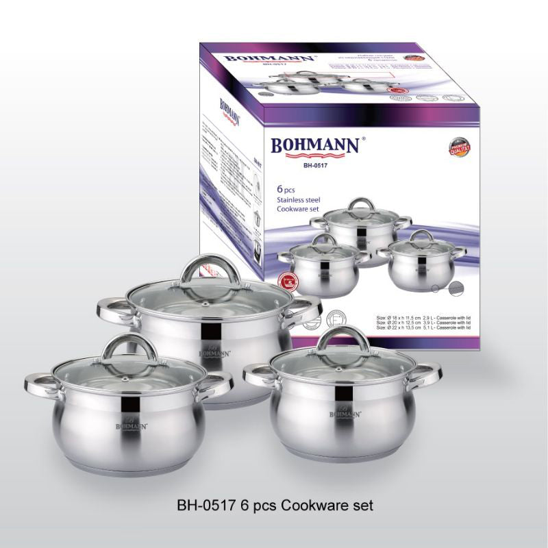 Bohmann 6 darabos rozsdamentes acél edénykészlet – BH-0517
