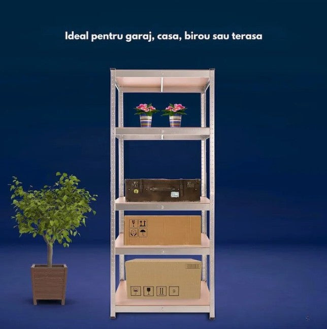 AVIMAX® - 1 DB - polcos szekrény, fém, 5 db MDF polc, 180x90x40 cm, 175 kg/polc, csavar nélküli rögzítés, pattintással, horganyzott acél keret