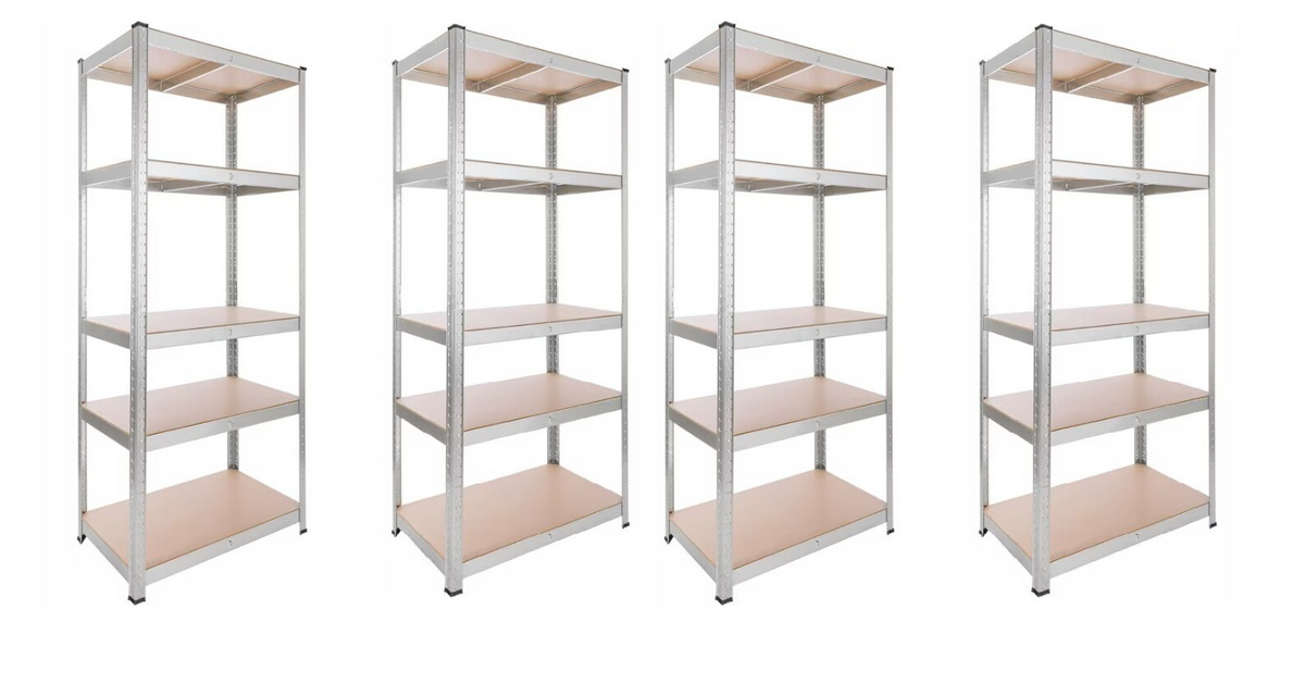 AVIMAX® - 4 DB - polcos szekrény, fém, 5 db MDF polc, 180x90x40 cm, 175 kg/polc, csavar nélküli rögzítés, pattintással, horganyzott acél keret