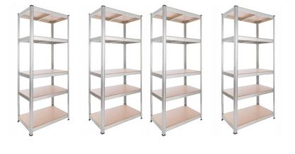 AVIMAX® - 4 DB - polcos szekrény, fém, 5 db MDF polc, 180x90x40 cm, 175 kg/polc, csavar nélküli rögzítés, pattintással, horganyzott acél keret
