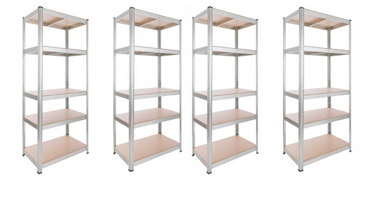AVIMAX® - 4 DB - polcos szekrény, fém, 5 db MDF polc, 180x90x40 cm, 175 kg/polc, csavar nélküli rögzítés, pattintással, horganyzott acél keret