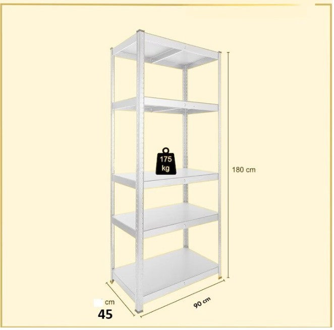 AVIMAX® - 2 DB - polcos szekrény, fém, 5 db MDF polc, 180x90x40 cm, 175 kg/polc, csavar nélküli rögzítés, pattintással, horganyzott acél keret