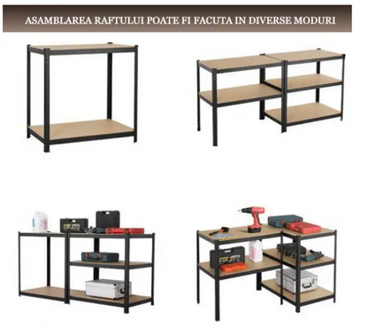 AVIMAX® - 1 DB - FEKETE polcos szekrény, fém, 5 db MDF polc, 180x90x40 cm, 175 kg/polc, csavar nélküli rögzítés, pattintással, horganyzott acél keret