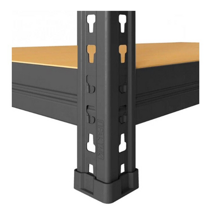 AVIMAX® - 1 DB - FEKETE polcos szekrény, fém, 5 db MDF polc, 180x90x40 cm, 175 kg/polc, csavar nélküli rögzítés, pattintással, horganyzott acél keret