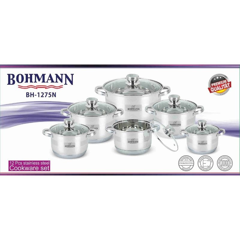 Bohmann BH-1275N 12 részes rozsdamentes acél edénykészlet