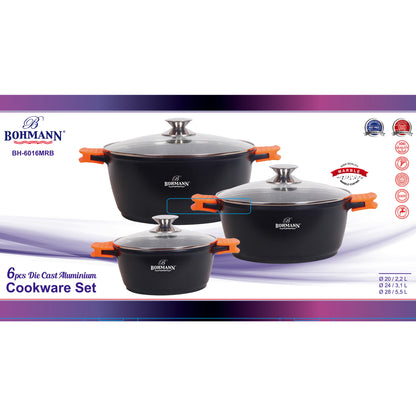 Bohmann BH-6016MRB 6 darabos öntött alumínium edénykészlet