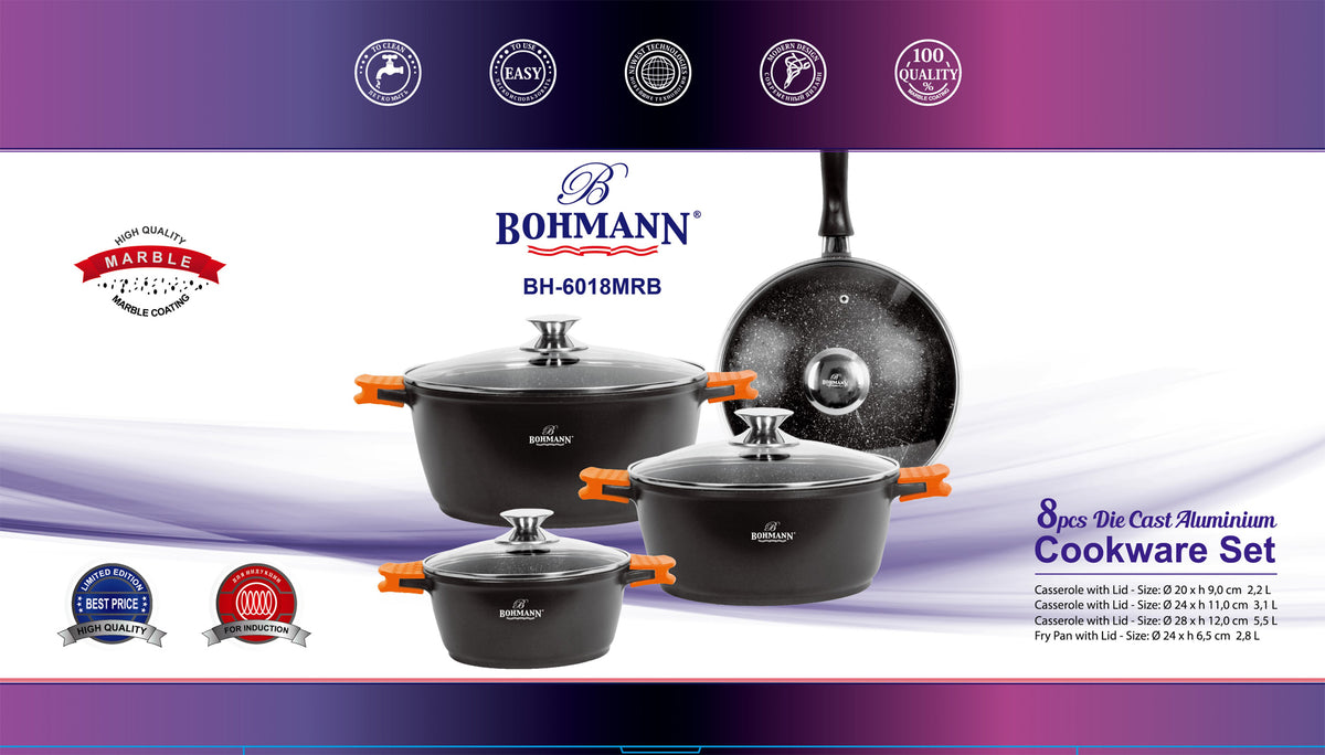 Bohmann BH-6018MRB 8 darabos alumínium edénykészlet