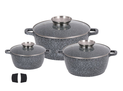 Bohmann BH-6036CRM 6 db-os öntött alumínium edénykészlet 2 db szilikonkesztyűvel