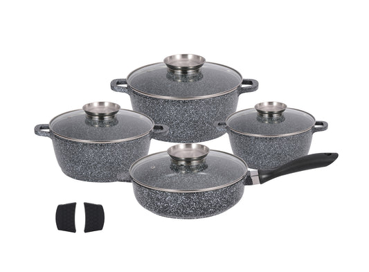 Bohmann BH-6038CRM 8 darabos öntött alumínium edénykészlet 2 db szilikonkesztyűvel