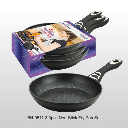 Bohmann BH-9511-3 Kovácsolt Alumínium Tapadásmentes 3 Részes Serpenyő Készlet