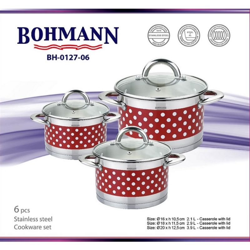 Bohmann 6 darabos rozsdamentes acél edénykészlet – BH-0127-06