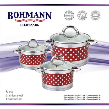 Bohmann 6 darabos rozsdamentes acél edénykészlet – BH-0127-06