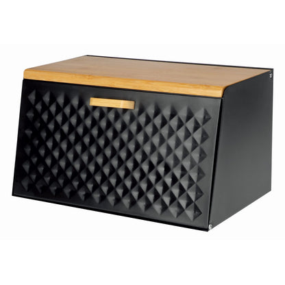 Bohmann BH 02-546 prémium fekete geometrikus kenyértartó bambusz fedéllel