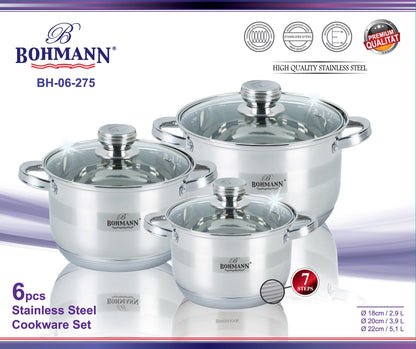 Bohmann BH-06-275 6-Piece Stainless Steel Cookware Set