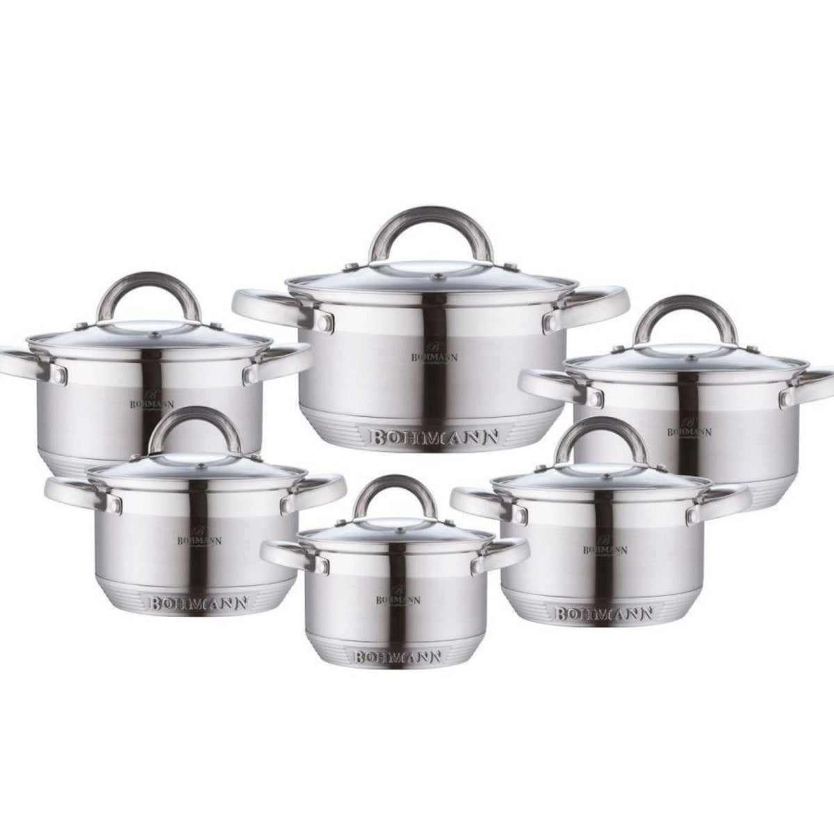 Set de vase din oțel inoxidabil Bohmann BH-0717, 12 piese