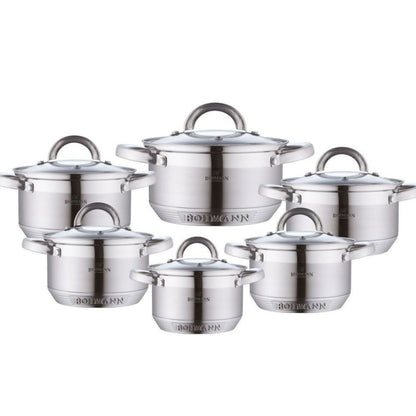Set de vase din oțel inoxidabil Bohmann BH-0717, 12 piese