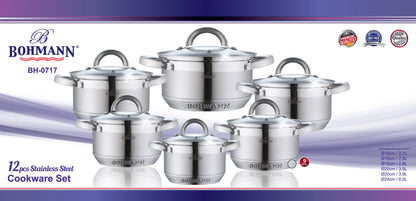 Set de vase din oțel inoxidabil Bohmann BH-0717, 12 piese