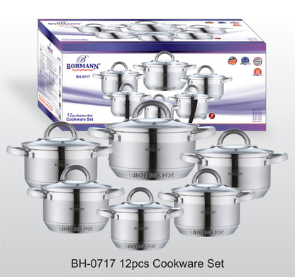 Set de vase din oțel inoxidabil Bohmann BH-0717, 12 piese