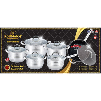 Bohmann 12 darabos rozsdamentes acél edénykészlet BH-0922MRB