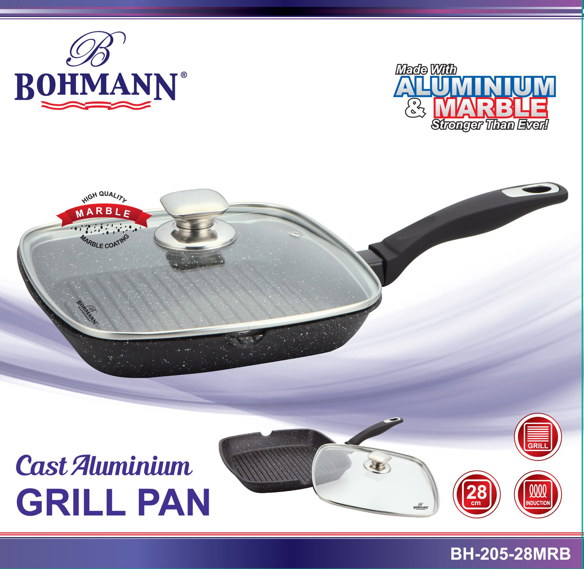 Bohmann Öntött Alumínium Grillserpenyő BH-205-28MEB