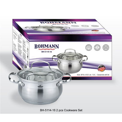 Set de 2 caserole cu capac de sticlă Bohmann BH-5114