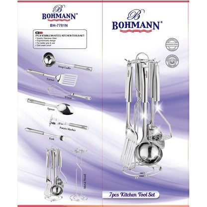 Bohmann 7 részes rozsdamentes acél konyhai eszközkészlet állvánnyal - BH-7781N