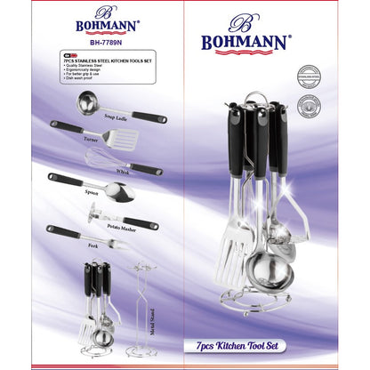 Bohmann 7 részes rozsdamentes acél konyhai eszközkészlet állvánnyal - BH-7789N