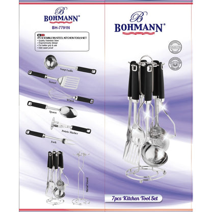 Bohmann 7 részes rozsdamentes acél konyhai eszközkészlet állvánnyal - BH-7791N