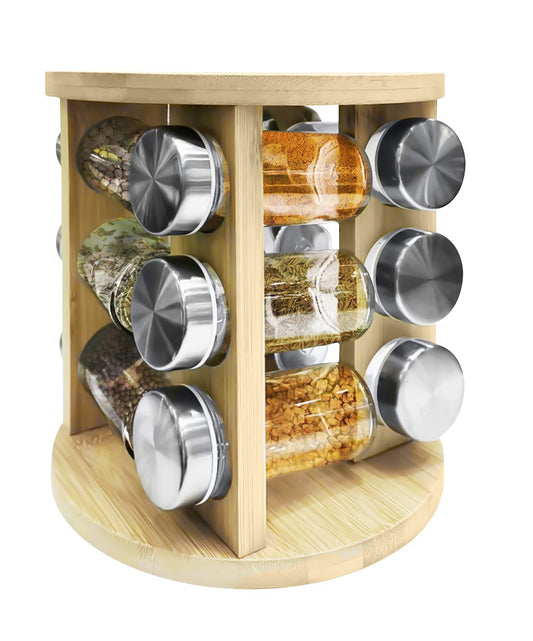 Bohmann BH-7864-12FL Bambusz Fűszertartó Állvány Készlet 12 Részes