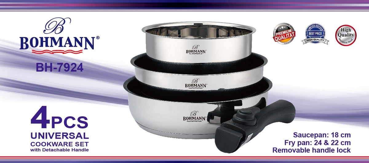 Bohmann BH-7924 ​​Rozsdamentes Acél Univerzális Edénykészlet 4 Részes
