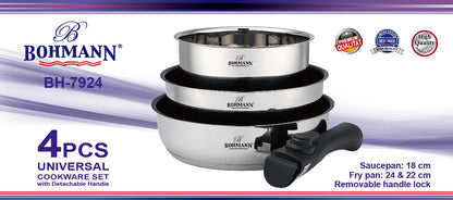 Bohmann BH-7924 ​​Rozsdamentes Acél Univerzális Edénykészlet 4 Részes