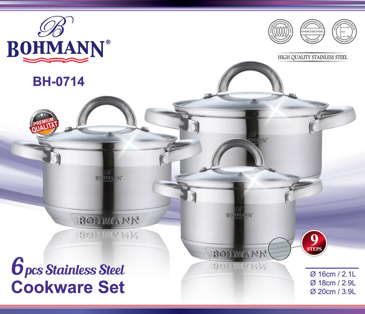 Bohmann 6 darabos rozsdamentes acél edénykészlet - BH-0714