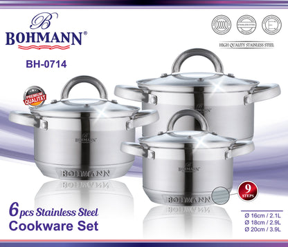 Bohmann 6 darabos rozsdamentes acél edénykészlet - BH-0714