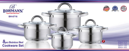 Set de vase de gătit Bohmann BH-0716 din oțel inoxidabil, 8 piese