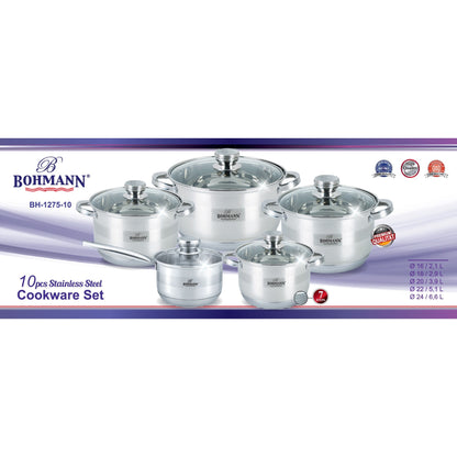 Bohmann BH-1275-10 10 részes rozsdamentes acél edénykészlet