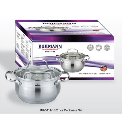 Set de 2 caserole cu capac de sticlă Bohmann BH-5114