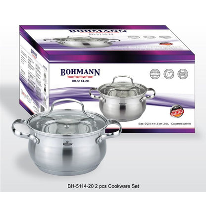 Set de 2 caserole cu capac de sticlă Bohmann BH-5114