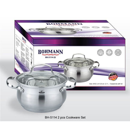 Set de 2 caserole cu capac de sticlă Bohmann BH-5114