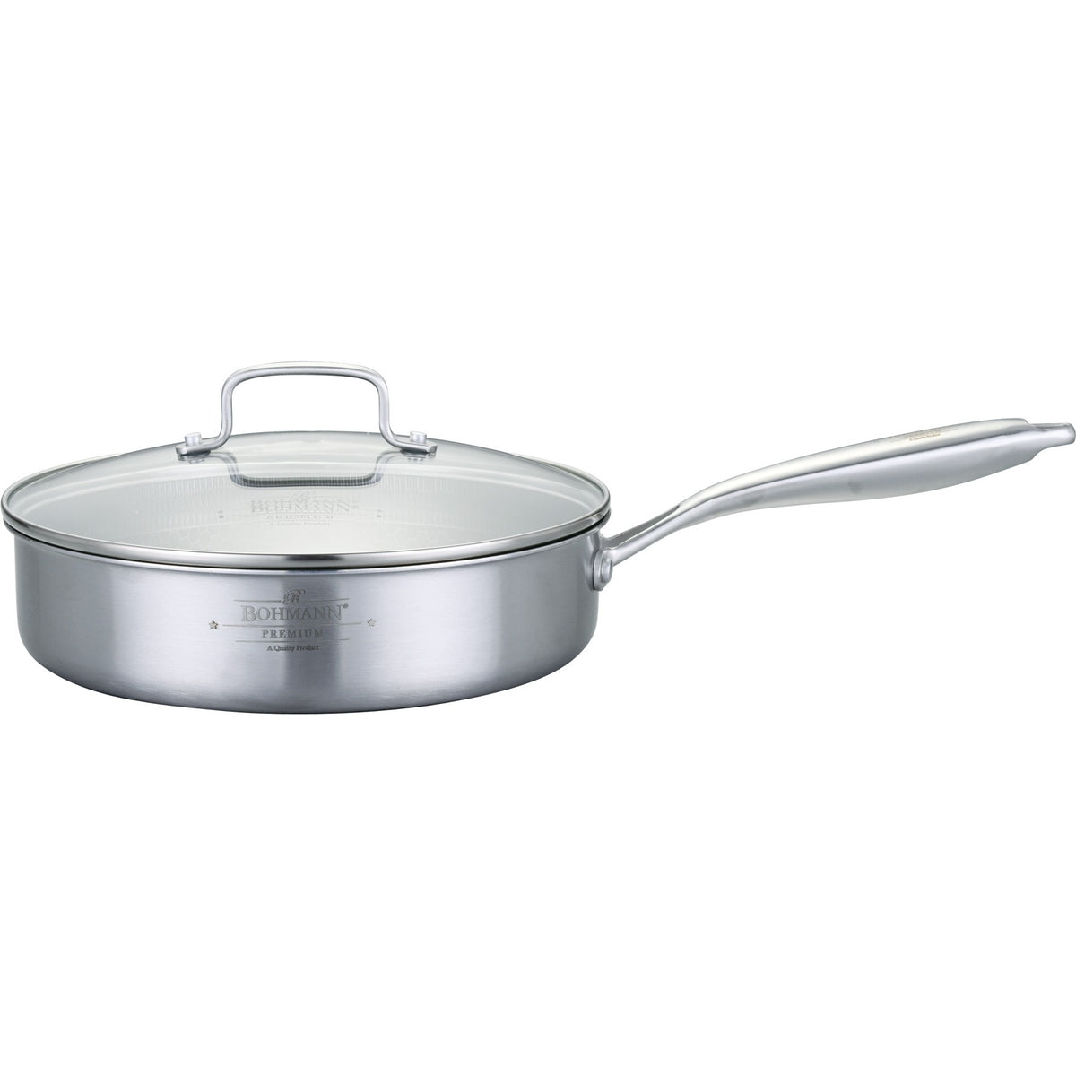 Bohmann Premium BP-4300 3 rétegű rozsdamentes acél mély serpenyő fedővel