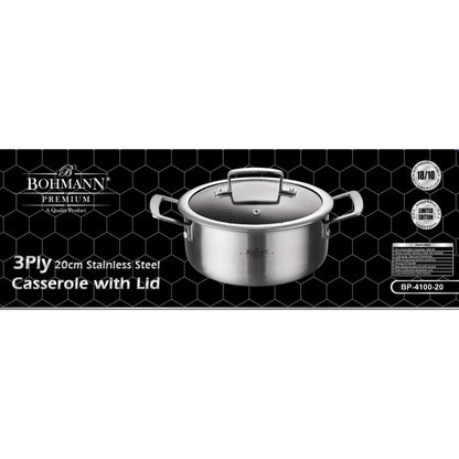 Bohmann Premium BP-4100 3 rétegű rozsdamentes acél lábas fedővel