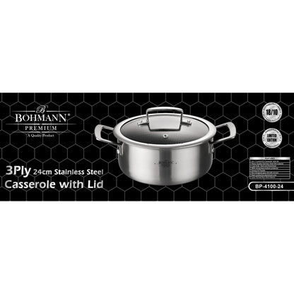 Bohmann Premium BP-4100 3 rétegű rozsdamentes acél lábas fedővel