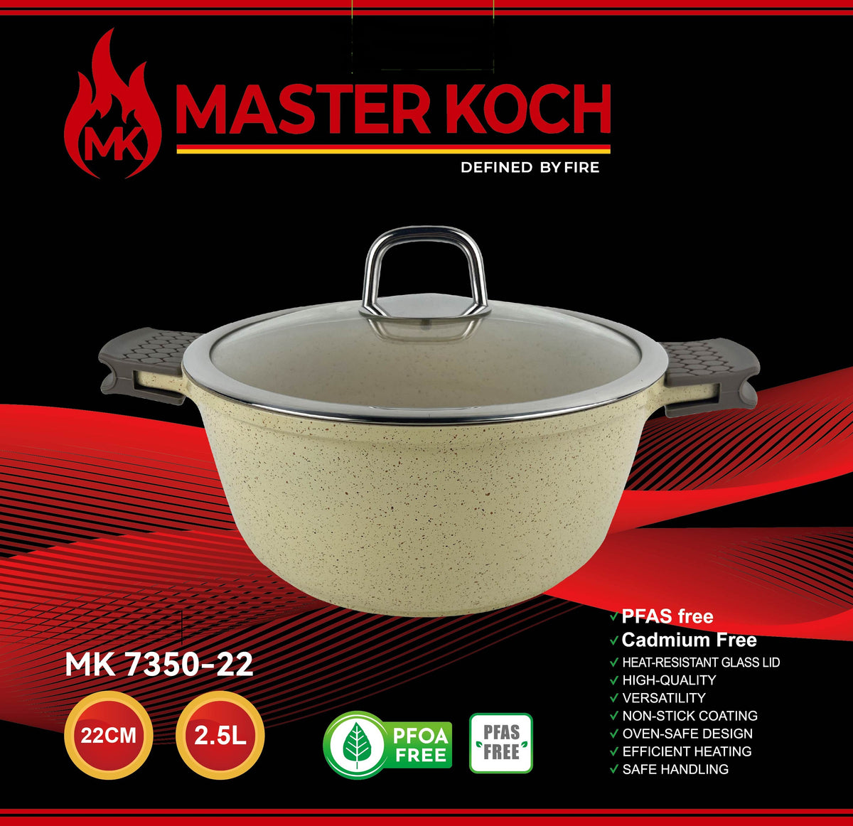 Master Koch 7350 BEIGE Casserole Pot with Lid
