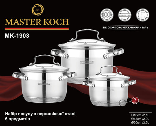 Master Koch MK-1903 6-piece stainless steel cookware set