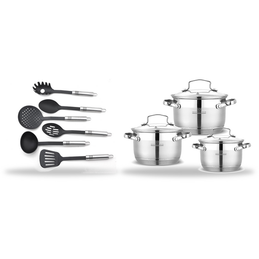 Master Koch MK-1903 6-Piece Cookware Set with BH-7677 Utensils