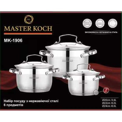Master Koch MK-1906 6 részes rozsdamentes acél edénykészlet