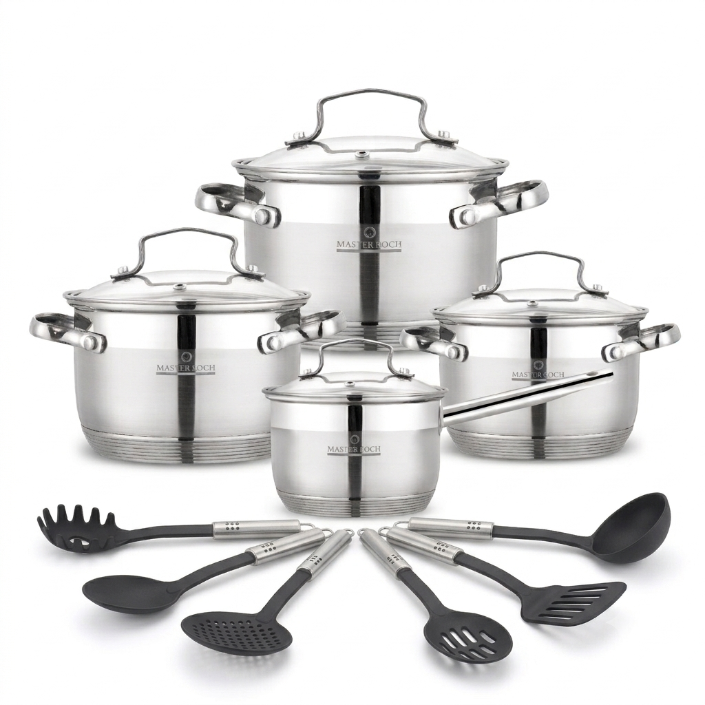 Master Koch MK-1908 cookware set with kitchen utensils