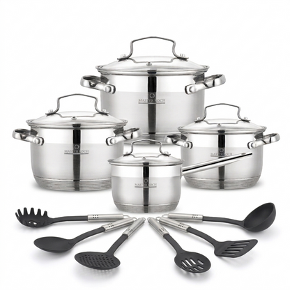 Master Koch MK-1908 cookware set with kitchen utensils