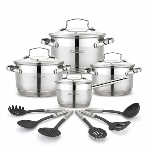 Master Koch MK-1908 cookware set with kitchen utensils