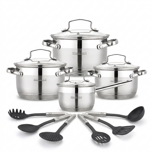 Master Koch MK-1908 cookware set with kitchen utensils
