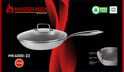 Master Koch MK-4000 3 rétegű rozsdamentes acél serpenyő fedővel